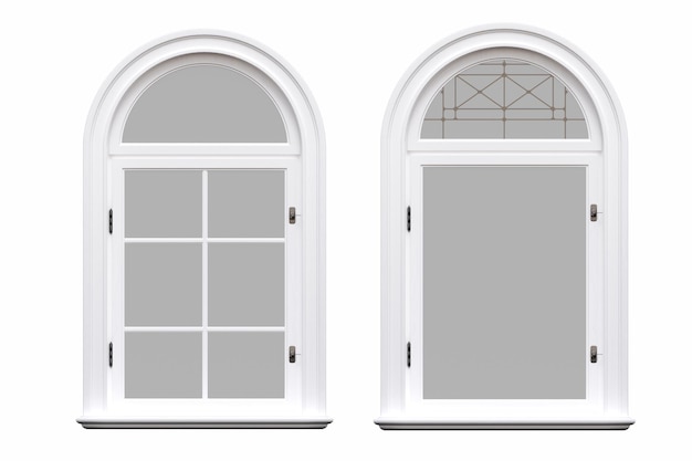 ventanas en el interior aisladas sobre un fondo blanco ilustración 3D cg render