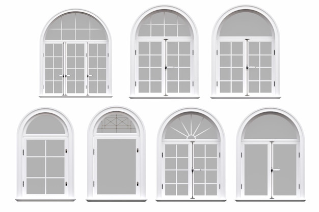 ventanas en el interior aisladas sobre un fondo blanco ilustración 3D cg render