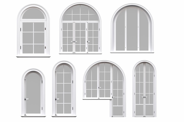 ventanas en el interior aisladas sobre un fondo blanco ilustración 3D cg render