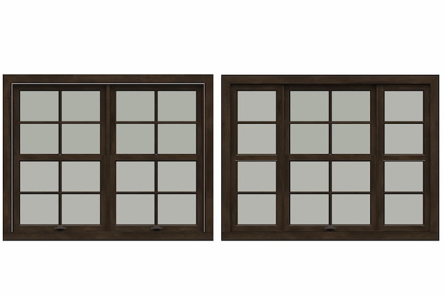 Foto ventanas en el interior aisladas sobre un fondo blanco ilustración 3d cg render