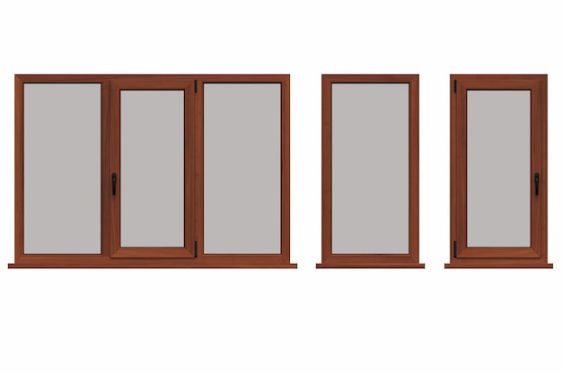 ventanas en el interior aisladas sobre un fondo blanco ilustración 3D cg render