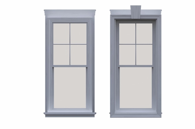 ventanas en el interior aisladas sobre un fondo blanco ilustración 3D cg render
