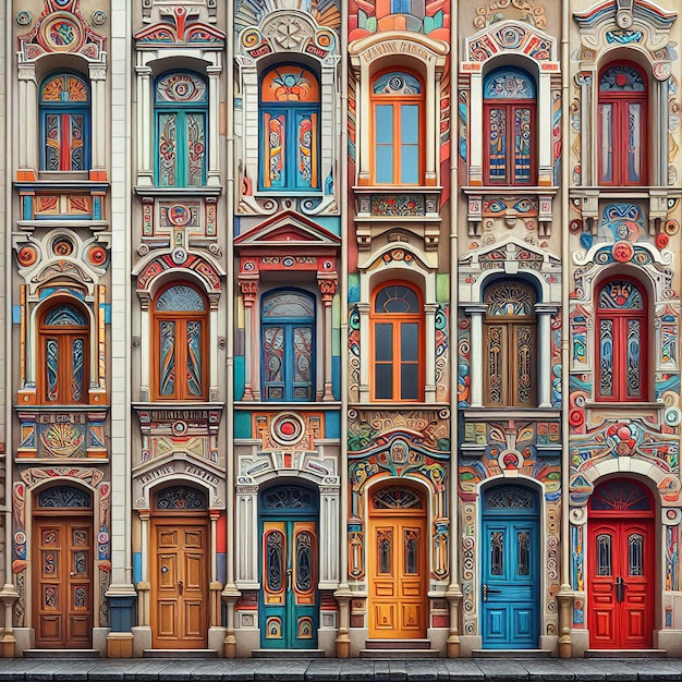 Ventanas y puertas de colores mixtos