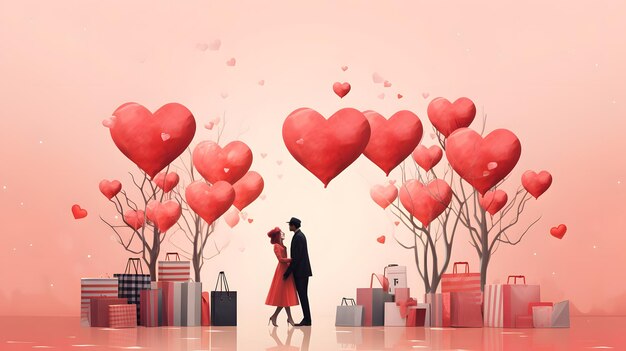 Foto ventas del día de san valentín con corazones ideas románticas para parejas ia generativa