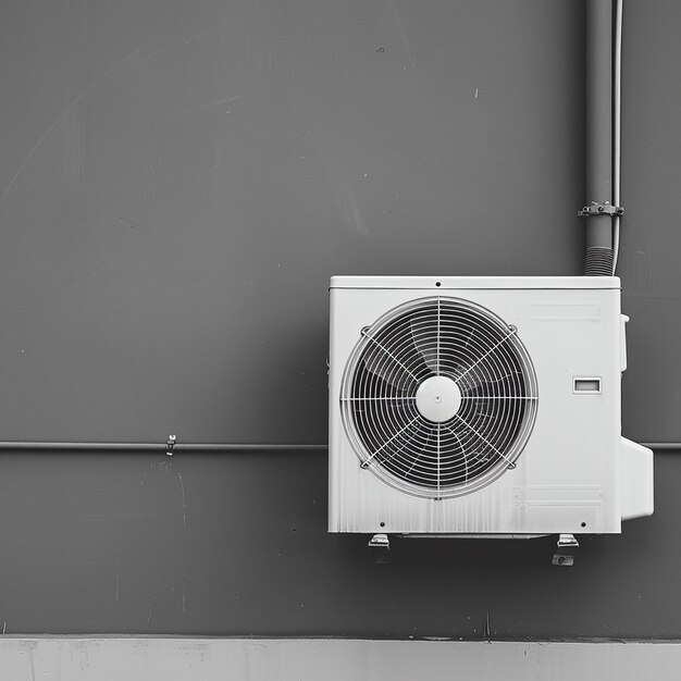 Foto un ventilador blanco y negro está montado en una pared