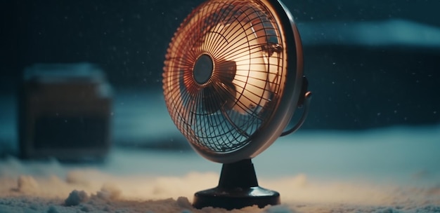 Ventilador elétrico na neve Generative Ai