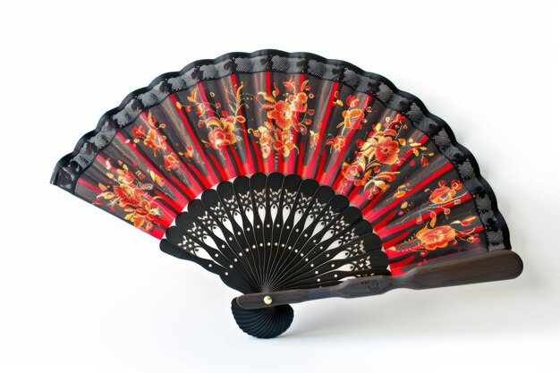 El ventilador de flamenco se muestra sobre un fondo blanco