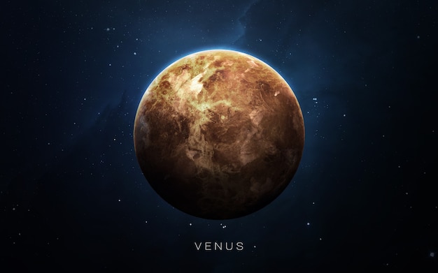 Venus en el espacio, ilustración 3D.