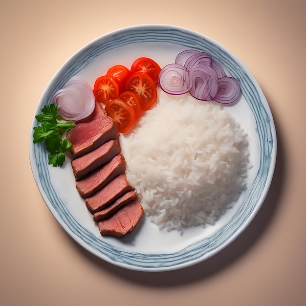 Veo Una Foto Tomada Con Un Celular Intermedio De Un Plato De Cerámica Blanca Con Arroz Blanco Lleno