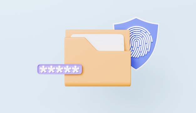 Ver carpeta protegida con contraseña con protección de huellas dactilares documento y datos