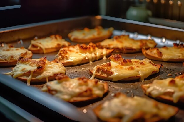 Ver en el horno en la bandeja para hornear publicidad profesional fotografía de alimentos Generado por AI