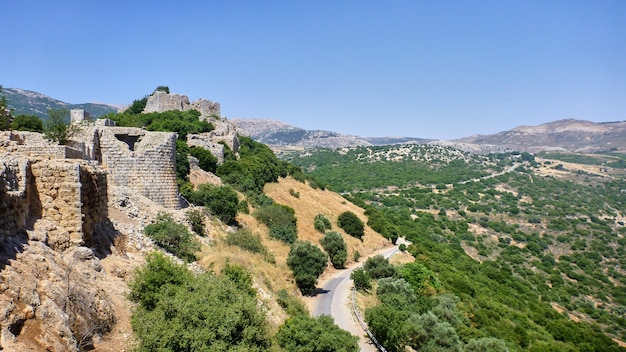 Ver en ruinas antiguas. Desierto en Israel.