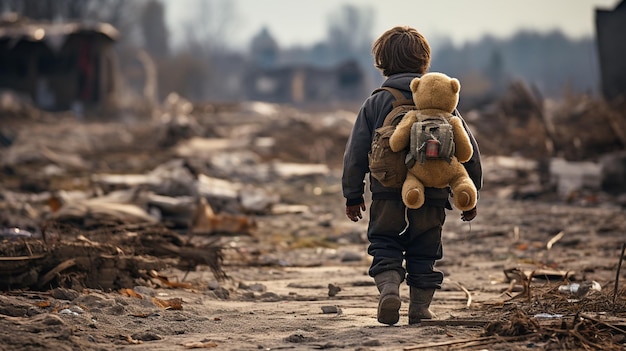 Verängstigter weinender kleiner Junge Kleiner ukrainischer Patriot Kein Krieg mit der Ukraine Hochwertiges Foto
