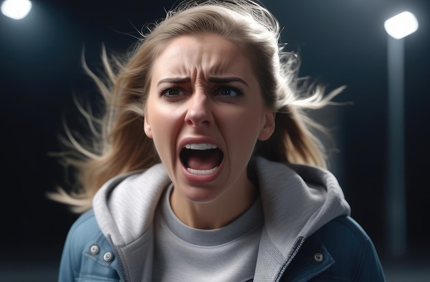 verärgerte weiße Frau schreit, weint vor Schmerz, Schock und emotionaler Zusammenbruch, Depression