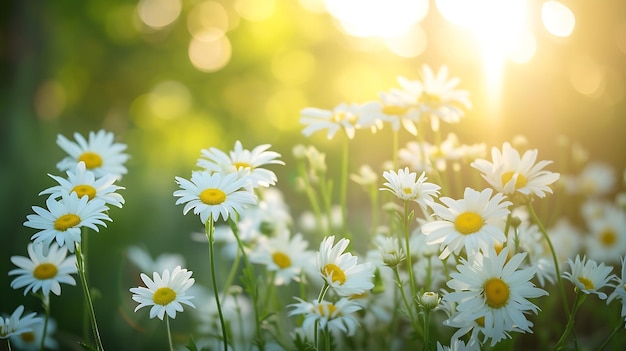 Verano o primavera hermoso jardín con flores de margarita IA generativa