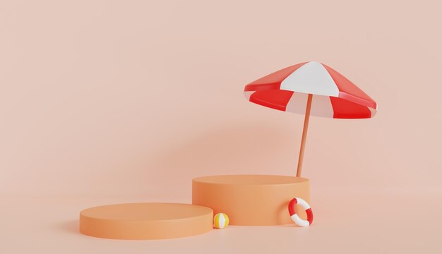 Verano con paraguas en un fondo de color pastel