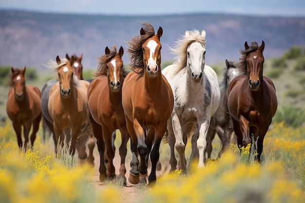 Foto los veranos abrazan a los caballos salvajes que corren libres