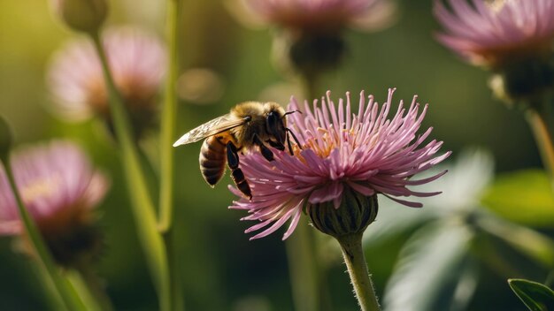Veranschaulichen Sie den Mutualismus zwischen einer Biene und einer blühenden Blume