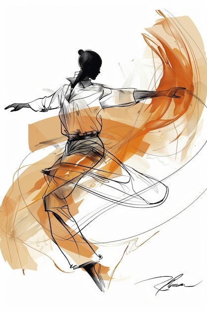 Foto veranschaulichen sie eine minimalistische zeichnung einer tanzenden person