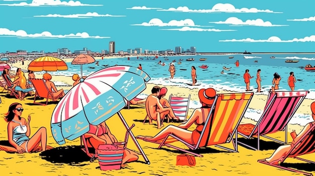 Verão em estilo Pop Art retratando um fundo relaxante