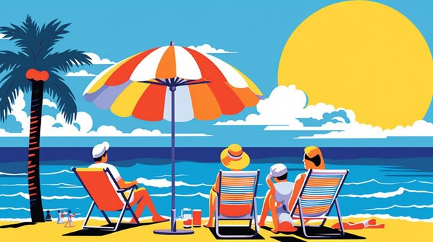 Foto verão em estilo pop art retratando um fundo relaxante