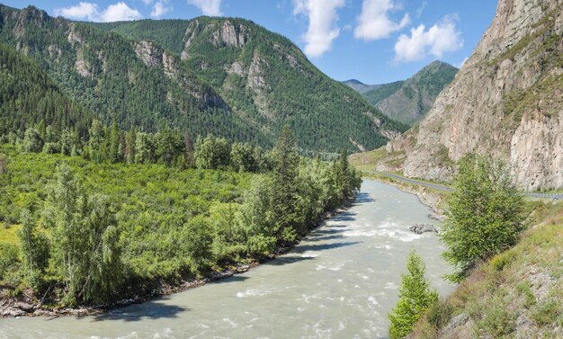 Verão nas montanhas de Altai Rio Chuya