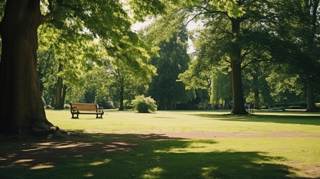 Verão quente Parque ensolarado vazio e sereno