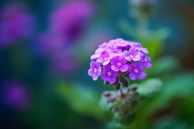 Verbena roxa em IA generativa verde turva