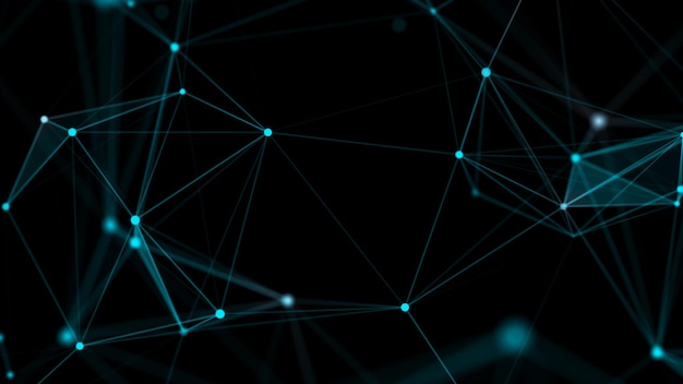 Verbinden farbiger Linien und Punkte im Raum Abstrakter digitaler HintergrundDatennetzwerkverbindungen3d