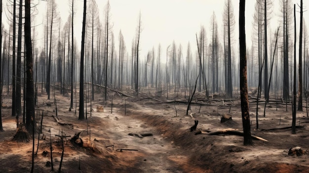 Foto verbrannter wald nach waldbränden