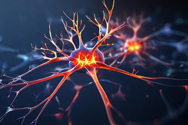 Verbundene Neuronen Neuronale menschliche Gehirne Detaillierte Darstellung verbundener neuronaler Netzwerke