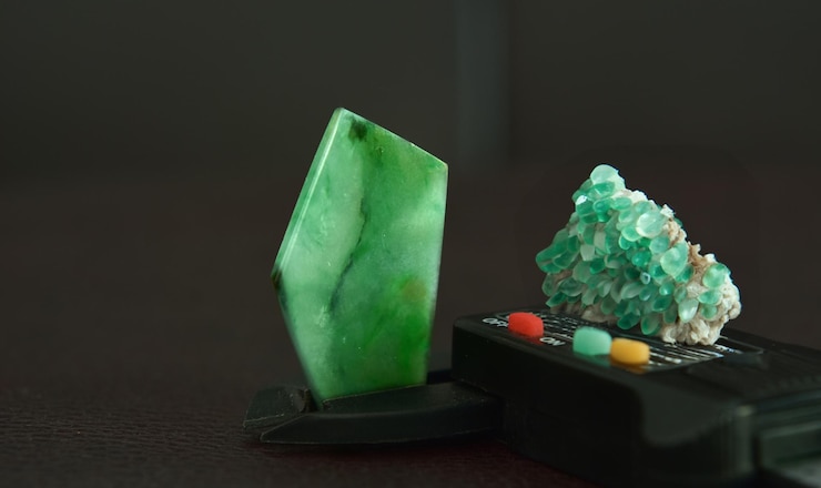 Foto verdadeiro jade natural cor verde cintilante