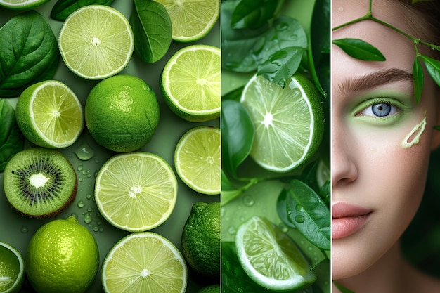 Verdant Wellness Green Motive Collage (Collagem de Motivos Verdes para o Bem-Estar)