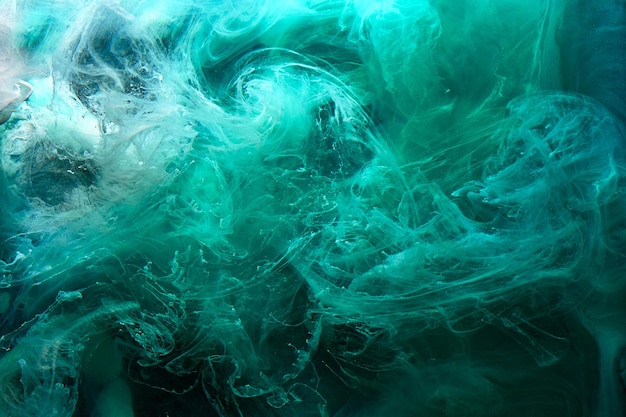 Verde azul abstrato exoplaneta espaço sideral vibrante mar ondas salpicos e gotas de tinta de água profundezas esotéricas misteriosas do oceano galáctico