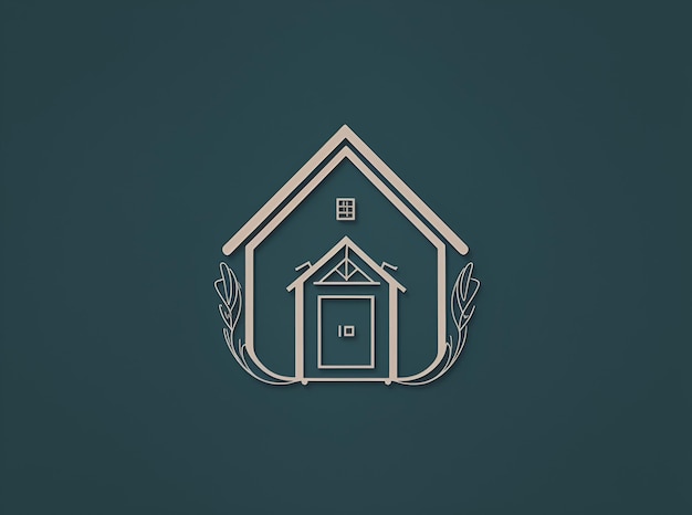 Foto verde-azulado e preto, simétrico, muitas camadas, ícone de casa, logotipo corporativo