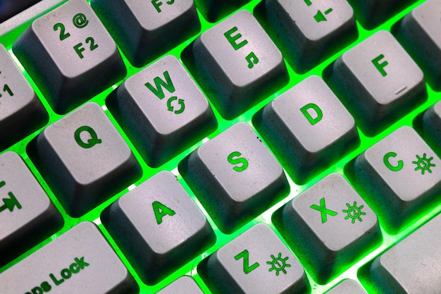 Verde brillante RGB teclado botón WASD