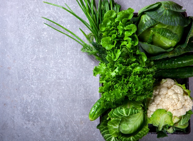 Verde de legumes. Comida ou conceito de dieta saudável
