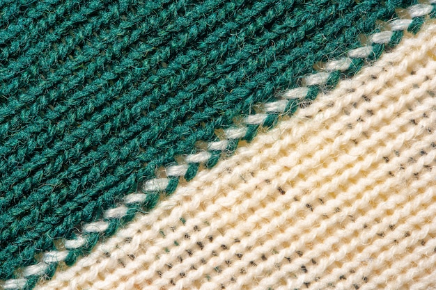 Verde e branco tricô textura de lã