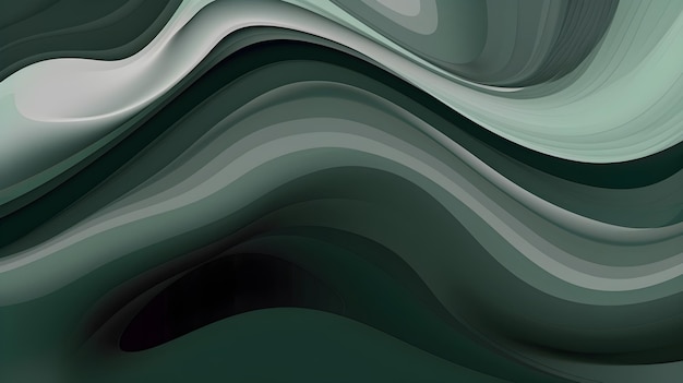 Verde mar escuro verde muito escuro e cinza claro abstrato papel de parede ondulado fundo generativo ai