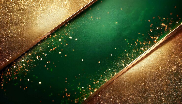 Foto verde profundo e castanho com ouro abstrato luxo fundo premium com brilhos de ouro que se sente