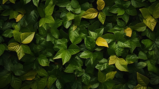 Verdes de outono vívidos Muitas folhas pequenas