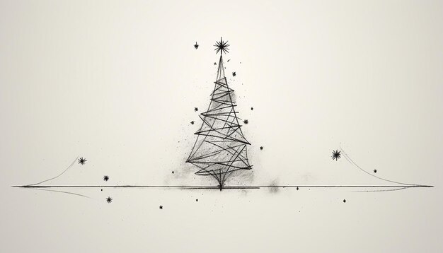 Foto verdrahteter weihnachtsbaum minimalistischer handbleistift-skizze