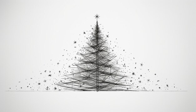 Verdrahteter Weihnachtsbaum minimalistischer Handbleistift-Skizze