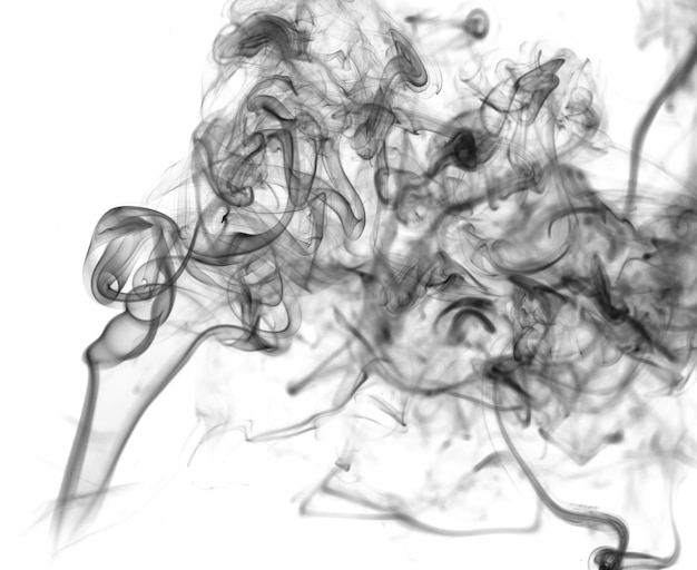 Foto verdrehte rauchfahnen bewegung von schwarzem rauch auf weißem hintergrund abstrakte rauchlinien