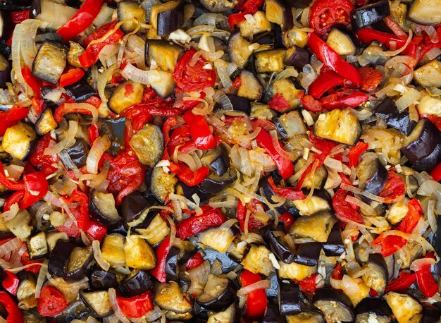 verduras al horno en el horno para el fondo