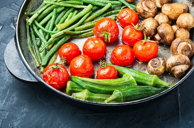 Verduras al horno en sartén