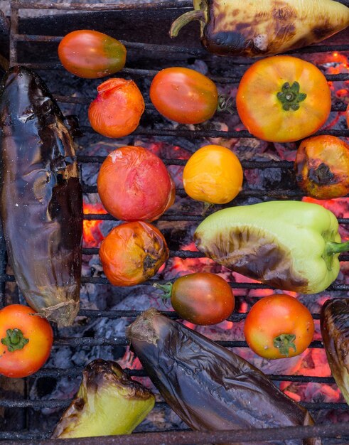 Verduras asadas al fuego