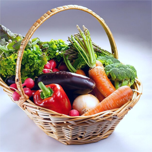 verduras en una cesta de mimbre