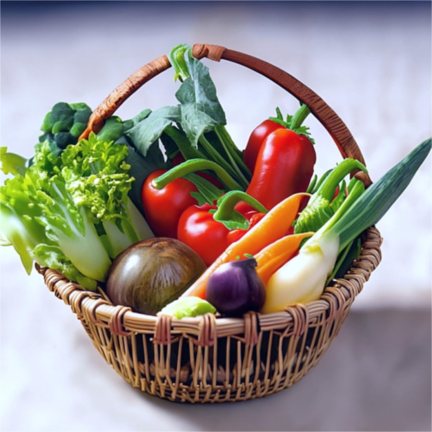 verduras en una cesta de mimbre