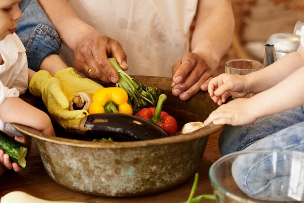 Verduras en la cocina